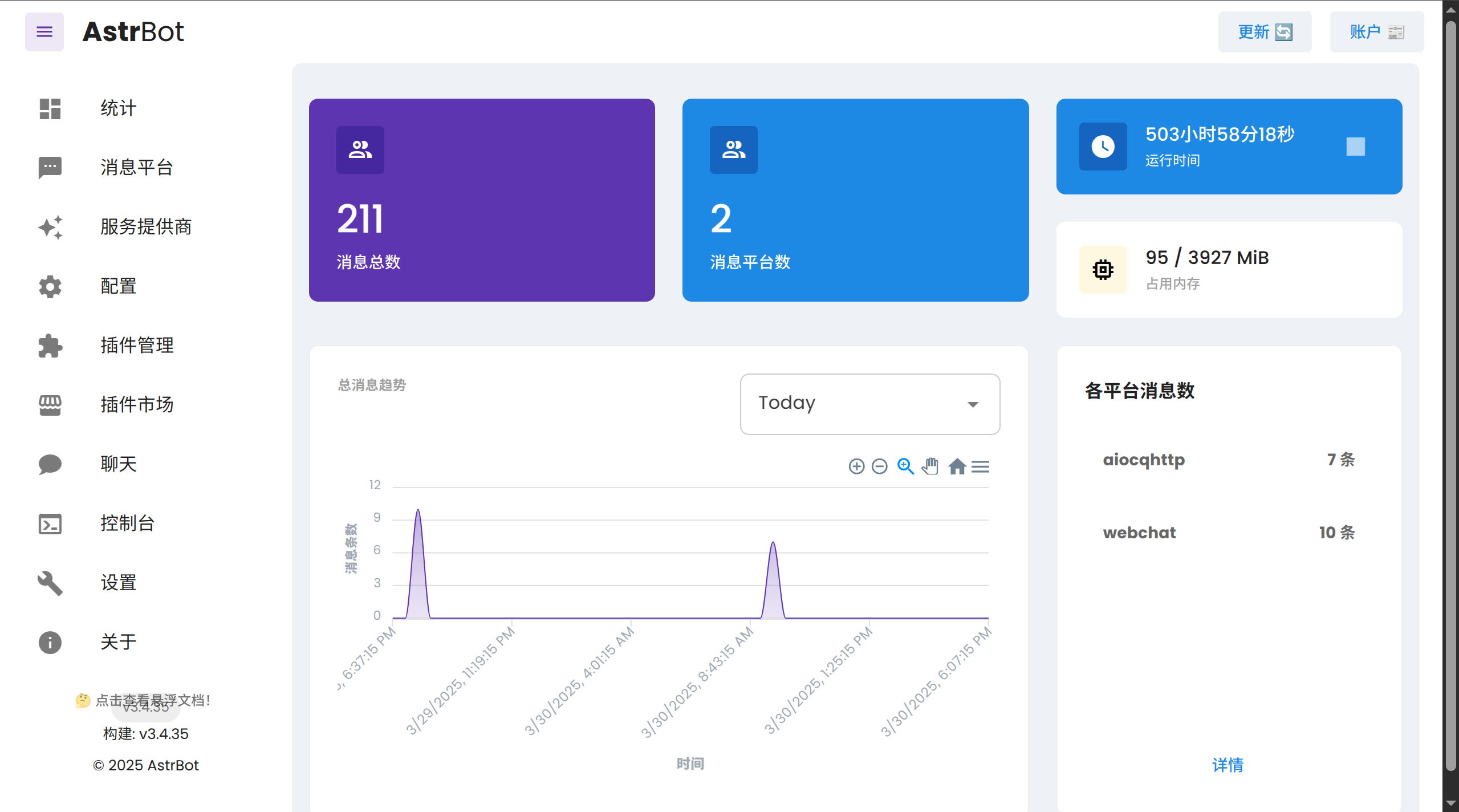 AstrBot 主界面